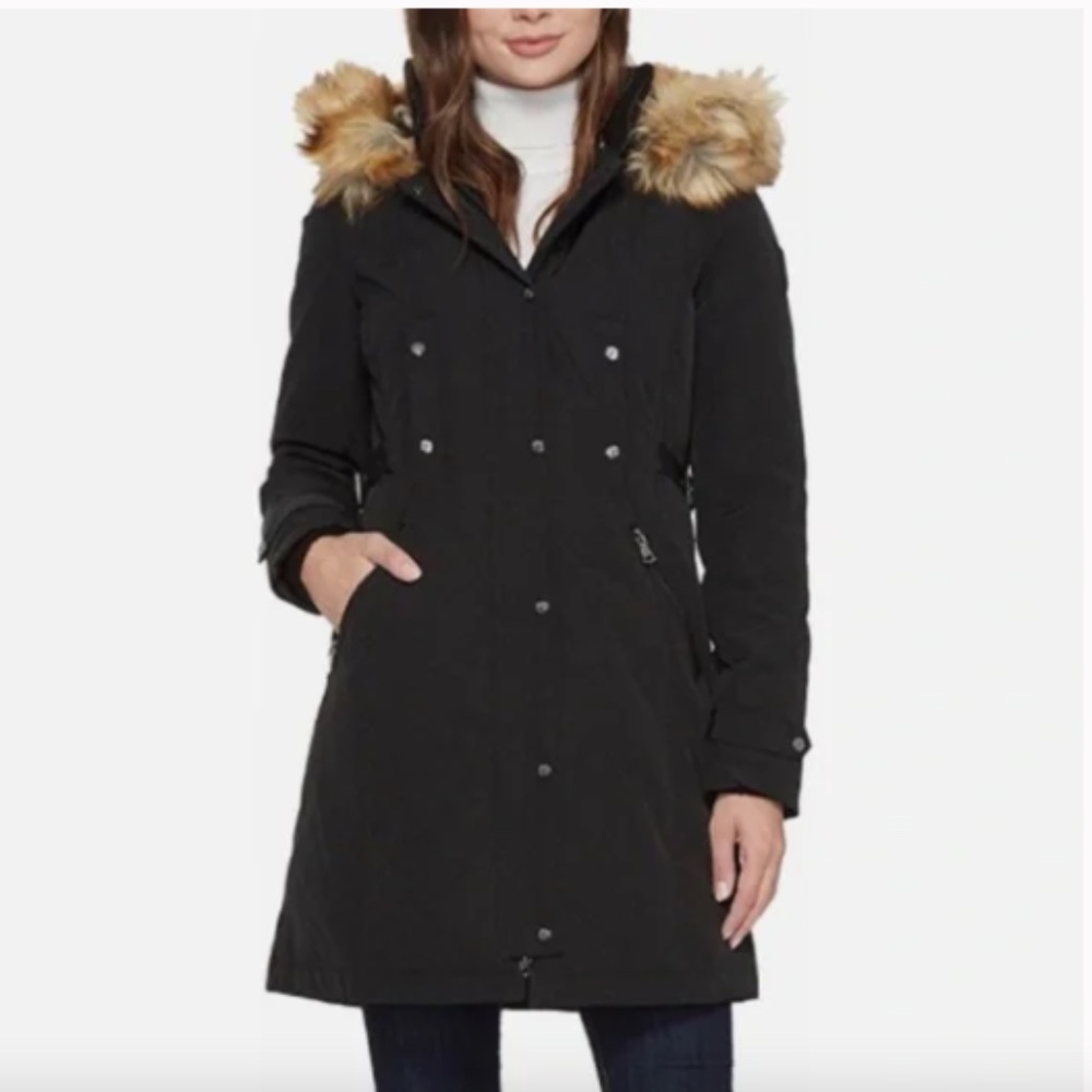 Vince Camuto Down Parka with  Faux-Fur Trim Hood  XS- like New